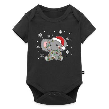 Éléphant Noël Hiver Animaux Eléphants - Body à manches courtes Premium Bébé - noir - Devant