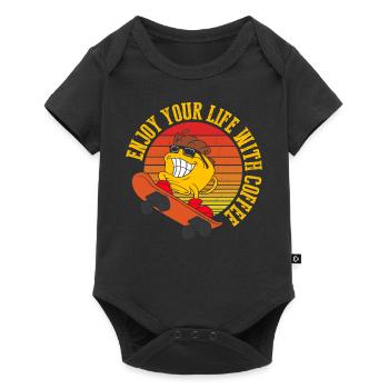 Enjoy your life with coffee - Baby Premium short-sleeve bodysuit - black - Front
