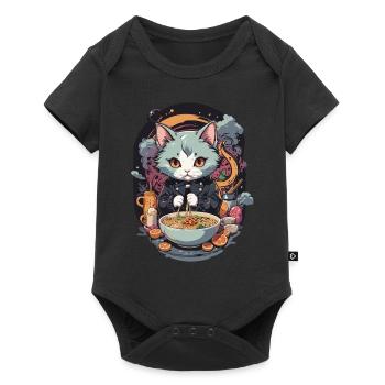 Cat Ramen Love Japanese Noodle Soup Design - Baby Premium short-sleeve bodysuit - black - Front