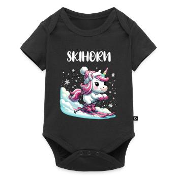 Mignon Licorne Ski Vacances Ski Piste Rose - Body à manches courtes Premium Bébé - noir - Devant