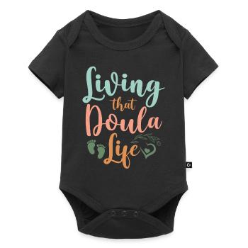 Doula Birth Worker Living That - Baby Premium Kurzarmbody - Schwarz - Vorne