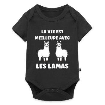 Humour mignon petit lama - Body à manches courtes Premium Bébé - noir - Devant