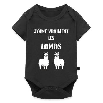 Humour mignon petit lama - Body à manches courtes Premium Bébé - noir - Devant