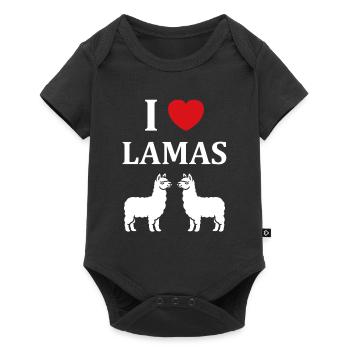 Humour mignon petit lama - Body à manches courtes Premium Bébé - noir - Devant