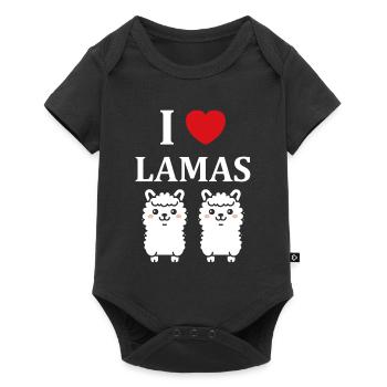 Humour mignon petit lama - Body à manches courtes Premium Bébé - noir - Devant