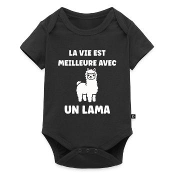 Humour mignon petit lama - Body à manches courtes Premium Bébé - noir - Devant