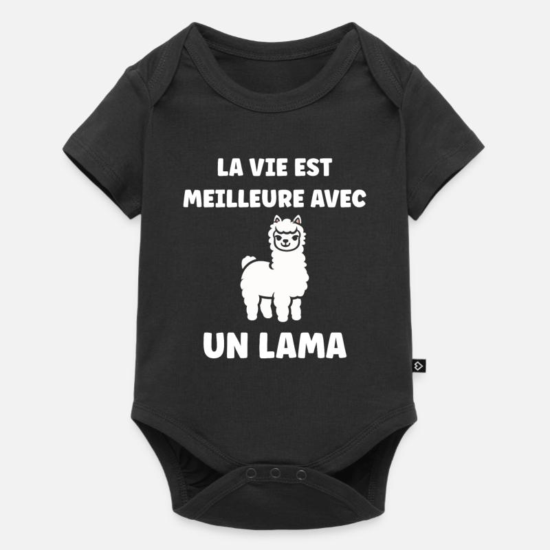 Humour mignon petit lama - Body à manches courtes Premium Bébé - noir