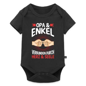 Großvater Opa und Enkel - Baby Premium Kurzarmbody - Schwarz - Vorne