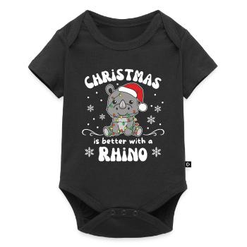Christmas is better with a rhino - Baby Premium short-sleeve bodysuit - black - Front