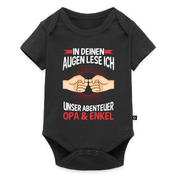 Großvater Opa und Enkel - Baby Premium Kurzarmbody - Schwarz - Vorne