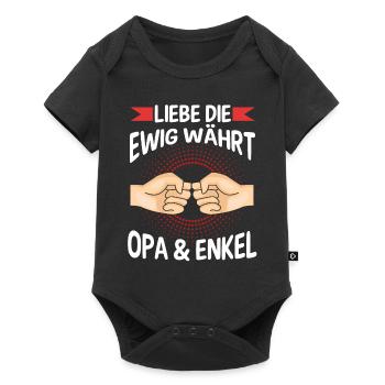 Großvater Opa und Enkel - Baby Premium Kurzarmbody - Schwarz - Vorne