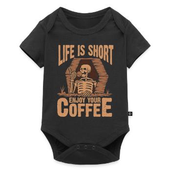 La vie est courte, profitez de votre café - Body à manches courtes Premium Bébé - noir - Devant