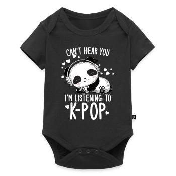 Je ne t’entends pas, j’écoute des produits Kpop - Body à manches courtes Premium Bébé - noir - Devant
