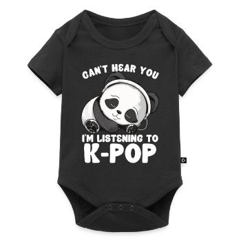 Je ne t’entends pas, j’écoute des produits Kpop - Body à manches courtes Premium Bébé - noir - Devant
