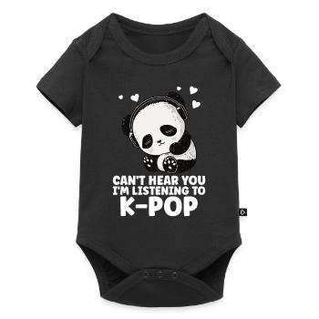 Je ne t’entends pas, j’écoute des produits Kpop - Body à manches courtes Premium Bébé - noir - Devant