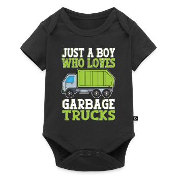 Just A Boy Who Loves Garbage Trucks - Baby Premium Kurzarmbody - Schwarz - Vorne