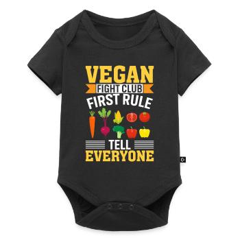Première règle du Vegan Fight Club : Dites-le à tout le monde - Body à manches courtes Premium Bébé - noir - Devant