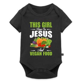 Cette fille se nourrit de Jésus et végétalienne - Body à manches courtes Premium Bébé - noir - Devant