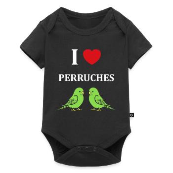 Oiseaux perruches humour petite perruche - Body à manches courtes Premium Bébé - noir - Devant