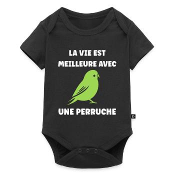 Oiseaux perruches humour petite perruche - Body à manches courtes Premium Bébé - noir - Devant