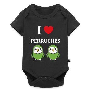 Oiseaux pérruche humour petite perruche - Body à manches courtes Premium Bébé - noir - Devant