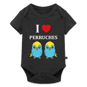 Oiseaux perruches humour petite perruche - Body à manches courtes Premium Bébé - noir - Devant