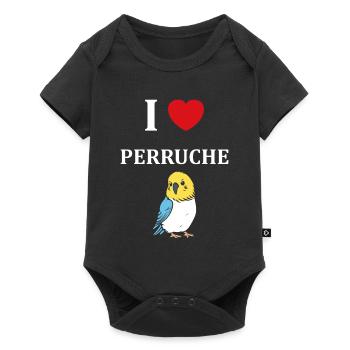 Oiseaux perruches humour petite perruche - Body à manches courtes Premium Bébé - noir - Devant