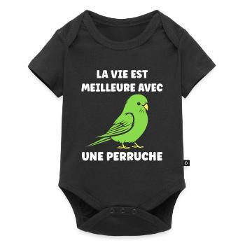 Oiseaux perruches humour petite perruche - Body à manches courtes Premium Bébé - noir - Devant