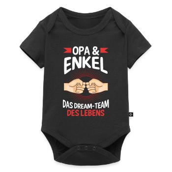 Großvater Opa und Enkel - Baby Premium Kurzarmbody - Schwarz - Vorne