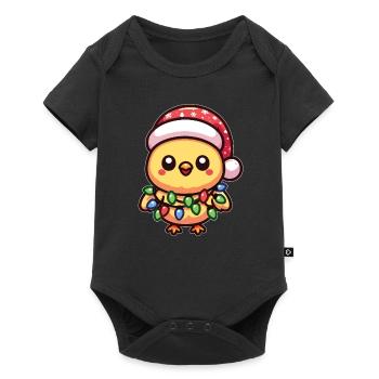 Père Noël chapeau Noël fée lumières poussin - Body à manches courtes Premium Bébé - noir - Devant