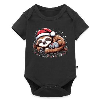 Père Noël chapeau Noël paresseux souris - Body à manches courtes Premium Bébé - noir - Devant