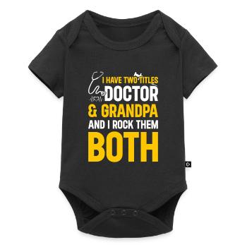 J’ai deux titres Docteur et Grand-père et je les berce - Body à manches courtes Premium Bébé - noir - Devant