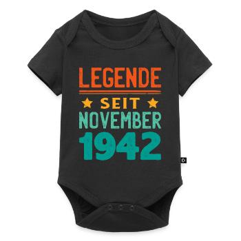 November 1942 Legende seit 81 Jahren Mann Frau - Baby Premium Kurzarmbody - Schwarz - Vorne