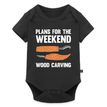 Holz schintzen Holzschnitzerei - Baby Premium Kurzarmbody - Schwarz - Vorne