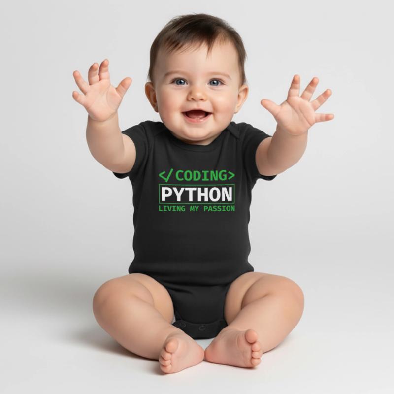 Coding Python, Living My Passion Coding Python Baby Premium Kurzarmbody