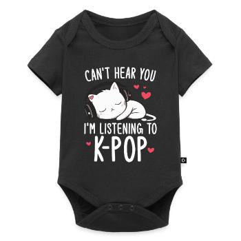 Je ne t’entends pas, j’écoute des produits Kpop - Body à manches courtes Premium Bébé - noir - Devant