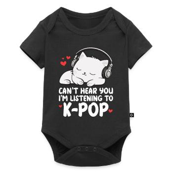 Je ne t’entends pas, j’écoute des produits Kpop - Body à manches courtes Premium Bébé - noir - Devant