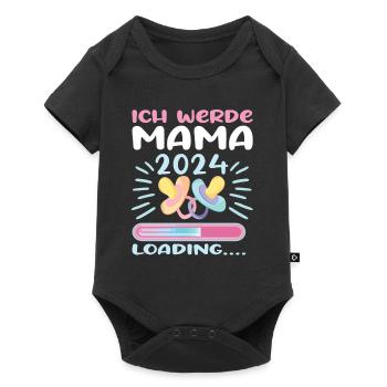 Mama 2024 werdende Mutter Schwangerschaft - Baby Premium Kurzarmbody - Schwarz - Vorne