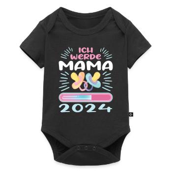 Mama 2024 werdende Mutter Schwangerschaft - Baby Premium Kurzarmbody - Schwarz - Vorne