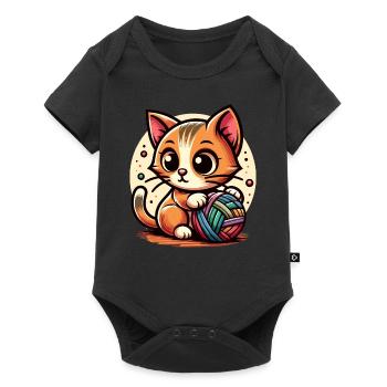 Chat avec pelote de laine - Body à manches courtes Premium Bébé - noir - Devant