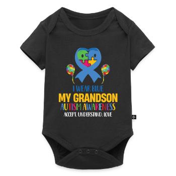 Je porte du bleu pour mon petit-fils autisme mamie TDAH - Body à manches courtes Premium Bébé - noir - Devant