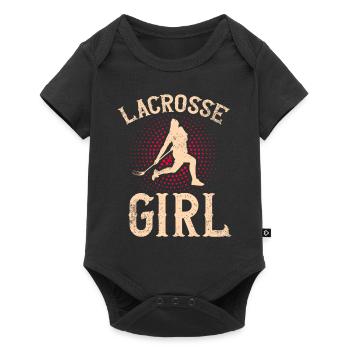Bâton de crosse Lax Fille Joueur Maman Gardien de but Femmes - Body à manches courtes Premium Bébé - noir - Devant