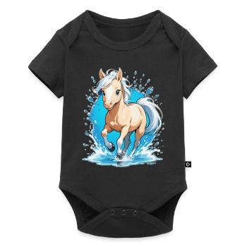 cheval au galop - equitation - Body à manches courtes Premium Bébé - noir - Devant