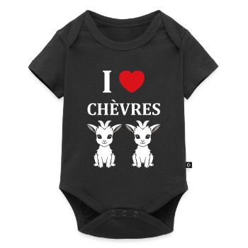 Citation humour petite chèvre - Body à manches courtes Premium Bébé - noir - Devant