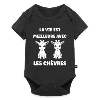 Citation humour petite chèvre - Body à manches courtes Premium Bébé - noir - Devant