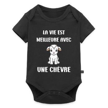 Citation humour petite chèvre - Body à manches courtes Premium Bébé - noir - Devant