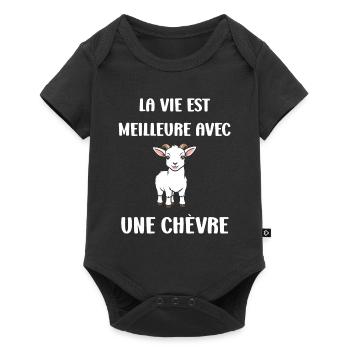 Citation humour petite chèvre - Body à manches courtes Premium Bébé - noir - Devant