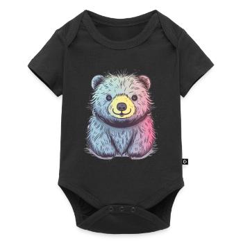 Süßer Anime -Stil Faultier Bär Kawaii - Baby Premium Kurzarmbody - Schwarz - Vorne