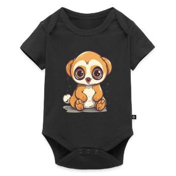Netter Anime -Stil Langsam Loris Kawaii - Baby Premium Kurzarmbody - Schwarz - Vorne