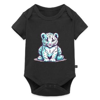 Cute Anime Style Snow Leopard Kawaii - Baby Premium short-sleeve bodysuit - black - Front